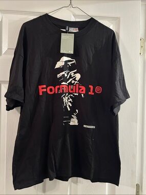 Divided Black Formula 1 Graphic Tee with Red Logo